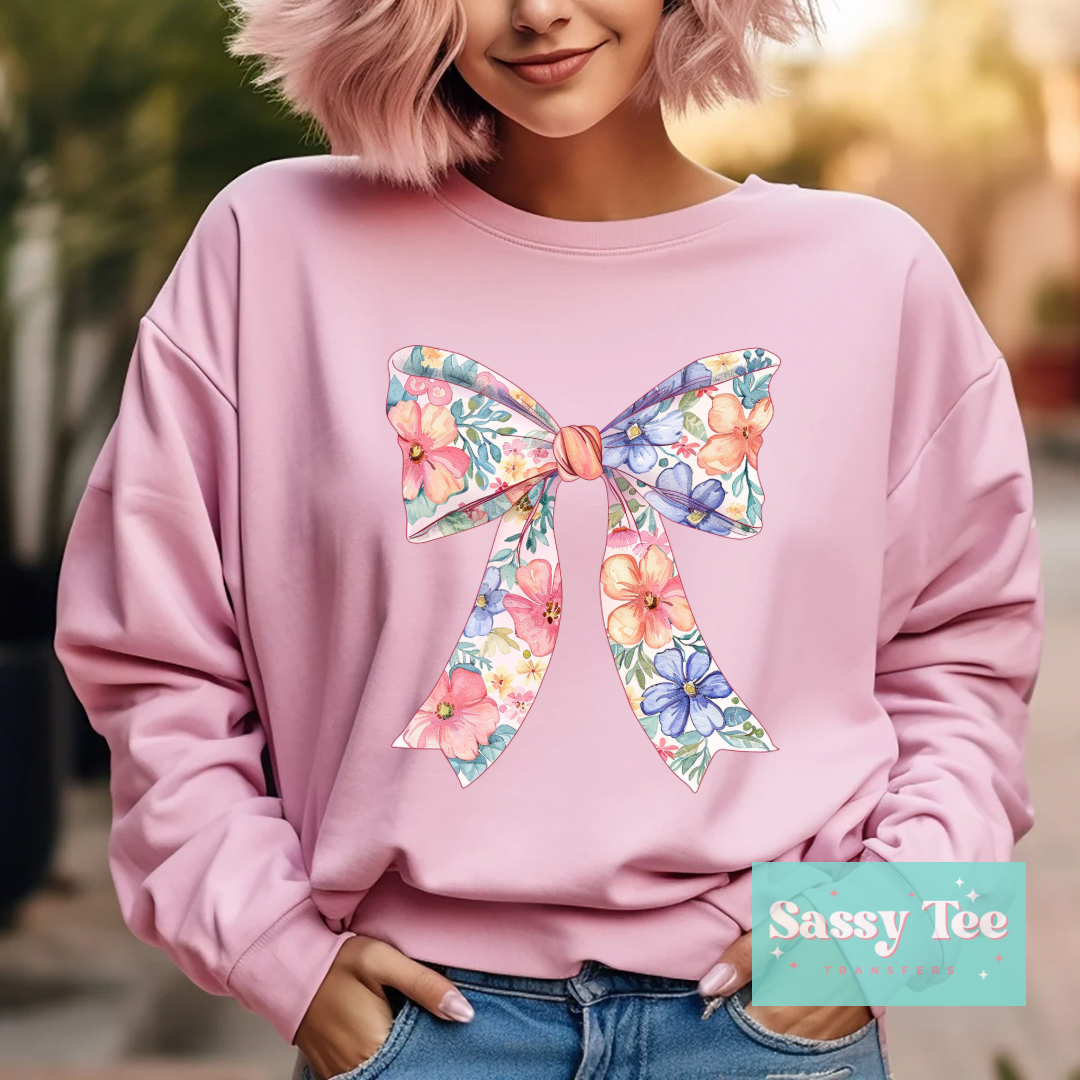 SPRING FLORAL CROQUETE BOW
