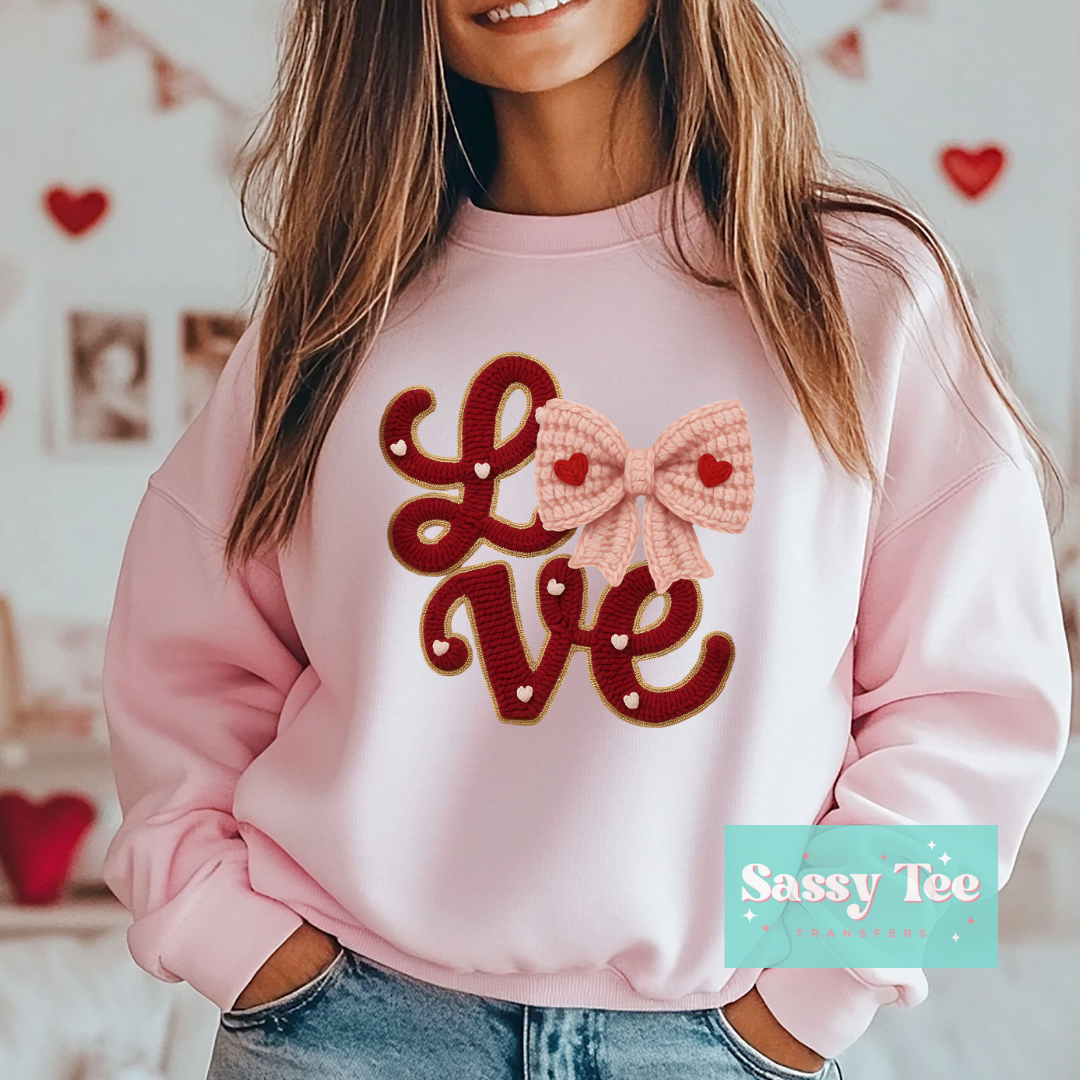 LOVE BOW HEARTS FAUX YARN **Preorder/Restock Ships in 5-10 biz days**