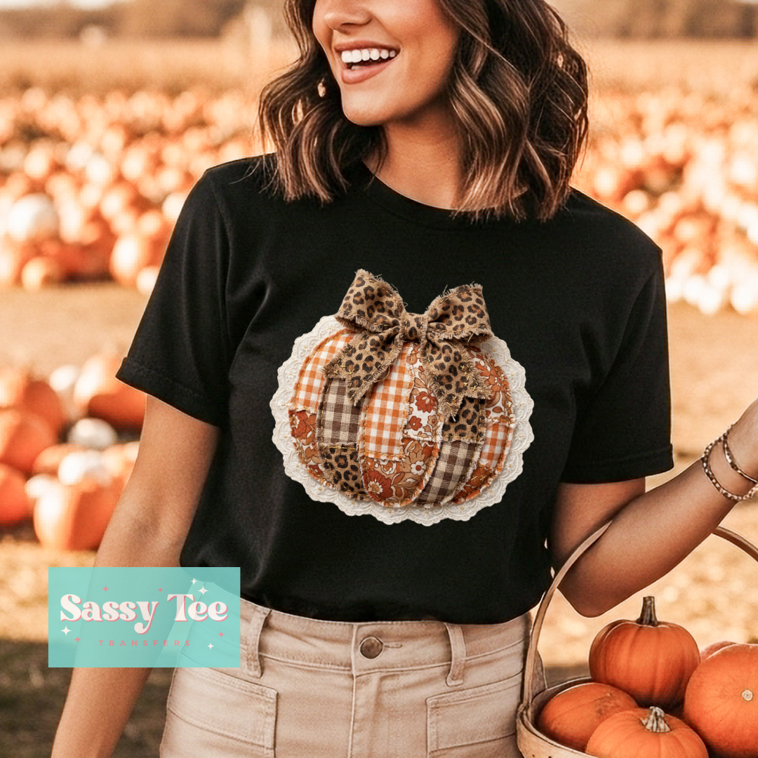 PUMPKIN FAUX PATCHWORK LACE LEOPARD **Preorder/Restock Ships in 5-10 biz days**