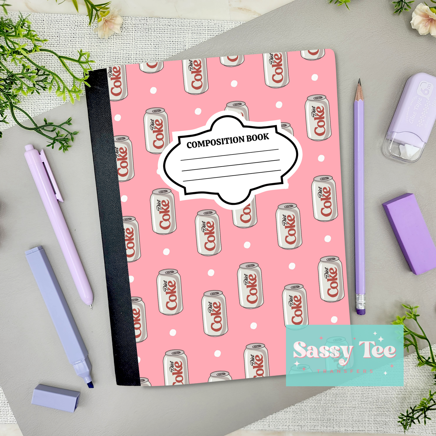 DIET COLA PINK DOTS Peel + Stick Notebook Cover SET