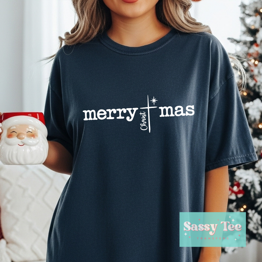 MERRY CHRISTMAS CROSS STAR WHITE **Preorder/Restock Ships in 5-10 biz days**