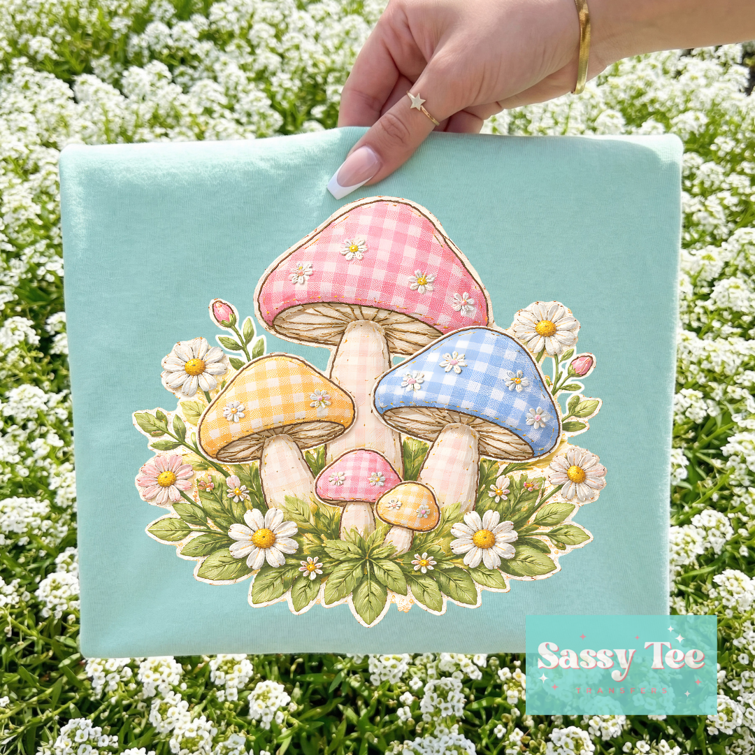 PASTEL MUSHROOMS FLOWERS PLAID **Preorder/Restock Ships in 5-10 biz days**