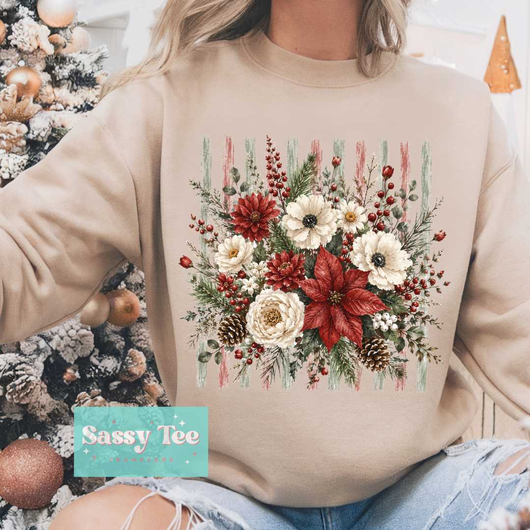 CHRISTMAS FLORALS PREPPY STRIPES **Preorder/Restock Ships in 5-10 biz days**