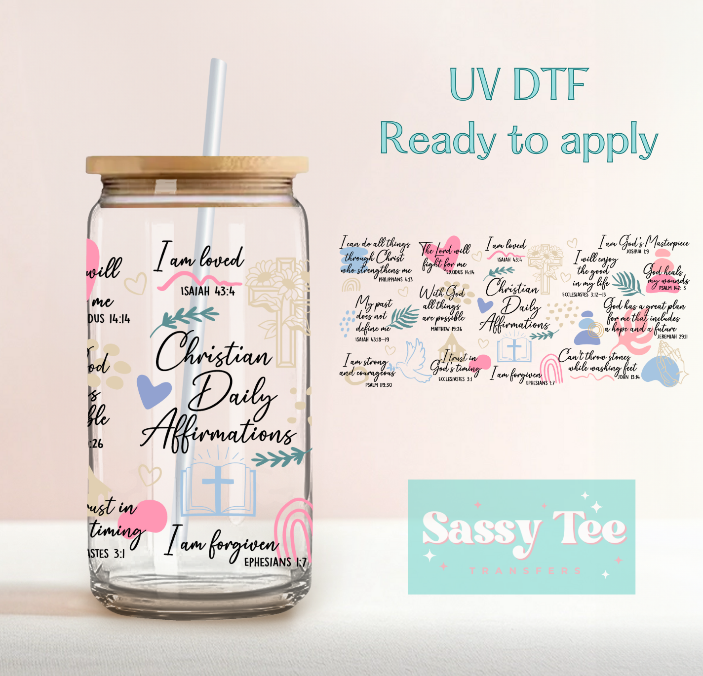 CHRISTIAN DAILY AFFIRMATIONS UV DTF CUP WRAP