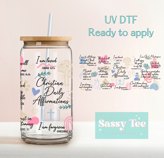 CHRISTIAN DAILY AFFIRMATIONS UV DTF CUP WRAP