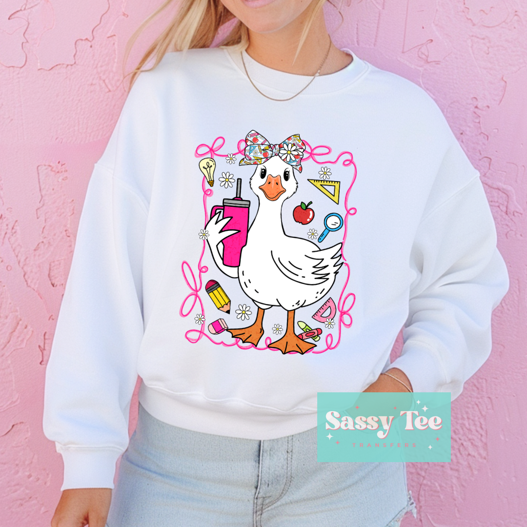 TEACH PINK BOW GOOSE **Preorder Ships in 5-10 biz days**
