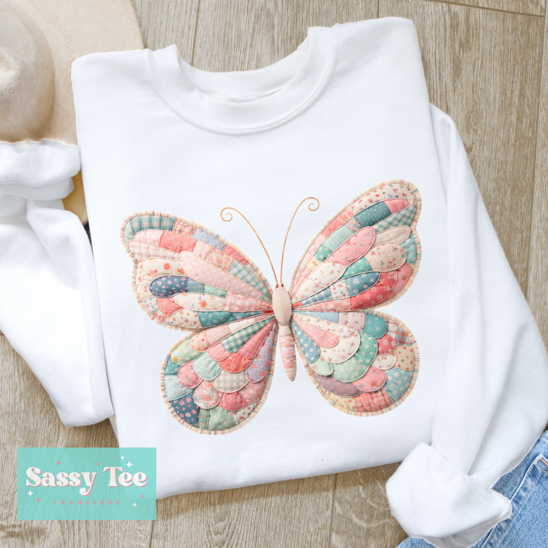 BUTTERFLY PASTEL MINT FAUX PATCHWORK **Preorder/Restock Ships in 5-10 biz days**