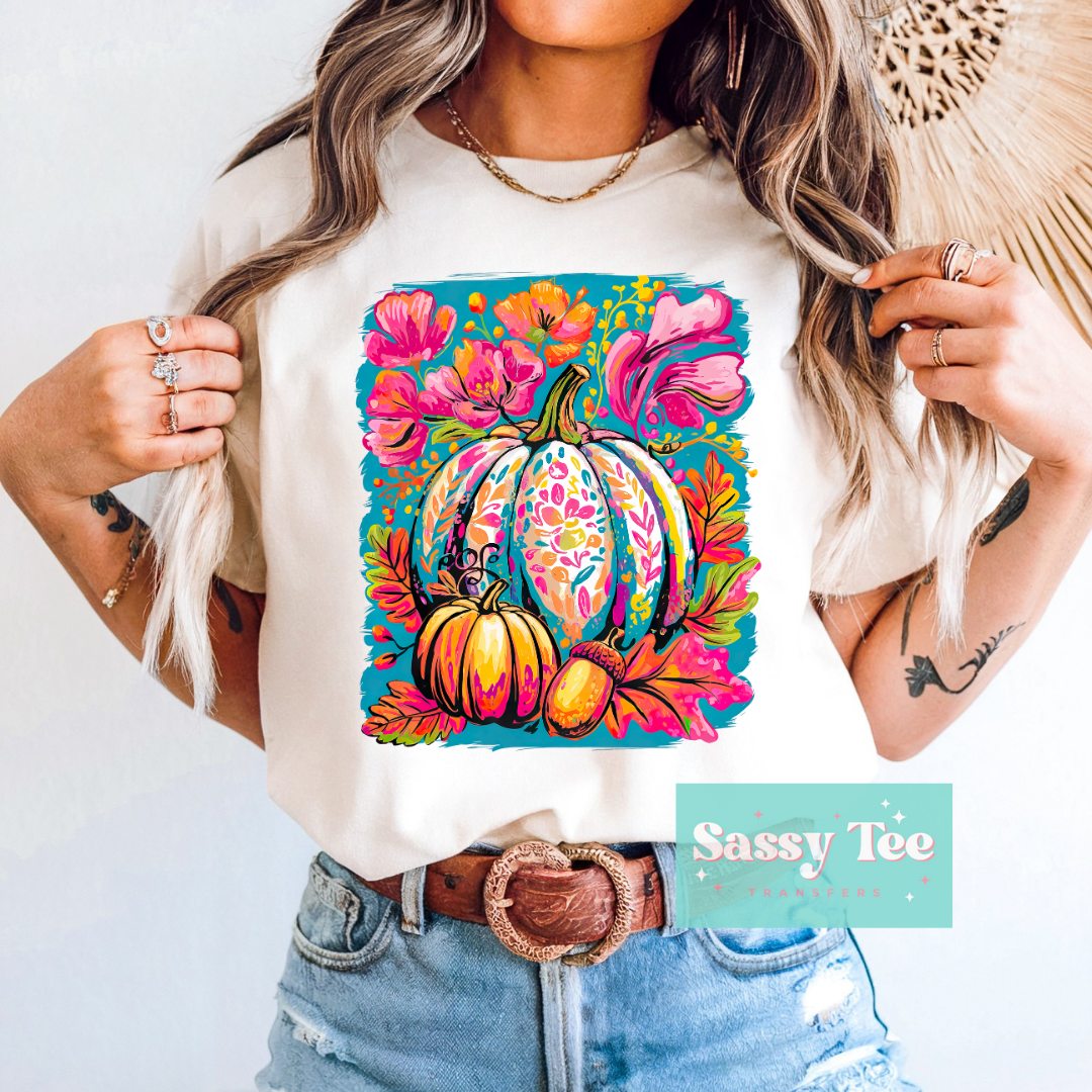 PUMPKIN ART BRIGHT FLOWERS **Preorder/Restock Ships in 5-10 biz days**