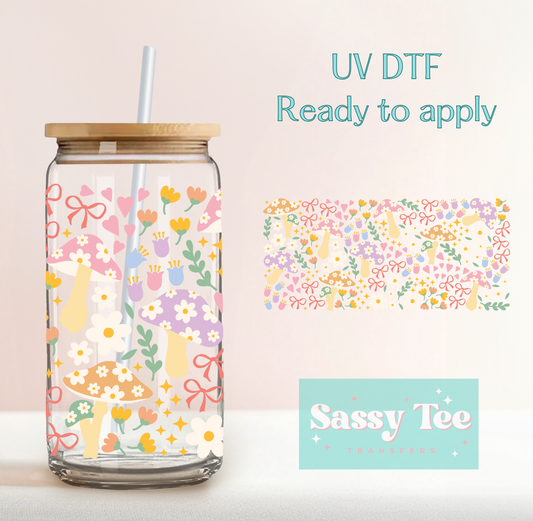 MUSHROOM FLORAL COTTAGECORE UV DTF CUP WRAP