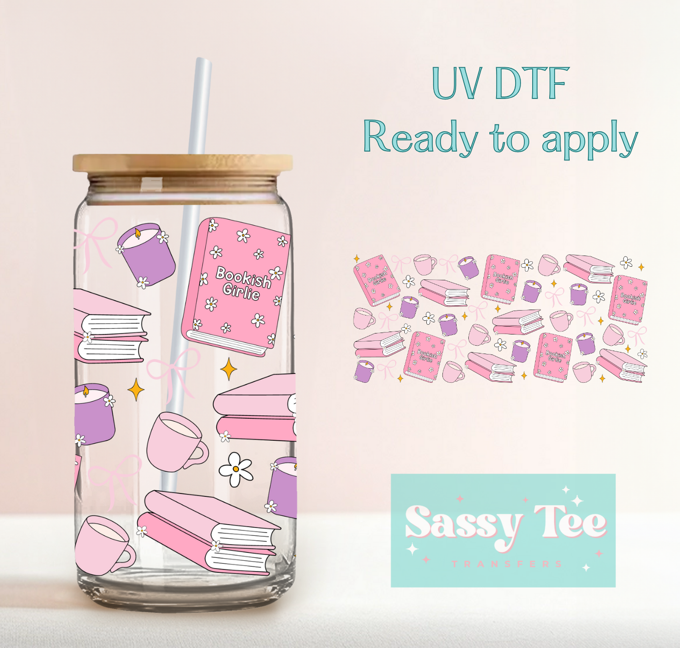 BOOKISH GIRLIE CANDLE UV DTF CUP WRAP