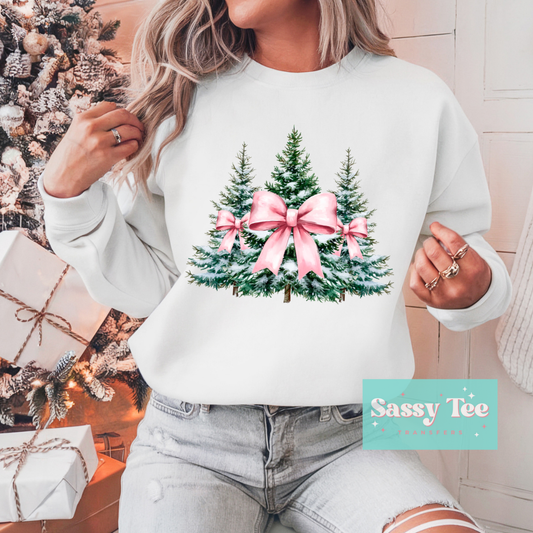 CHRISTMAS TREES PINK BOWS **Preorder/Restock Ships in 5-10 biz days**