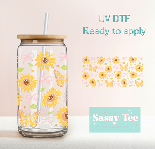 SUNFLOWER BUTTERFLIES UV DTF CUP WRAP