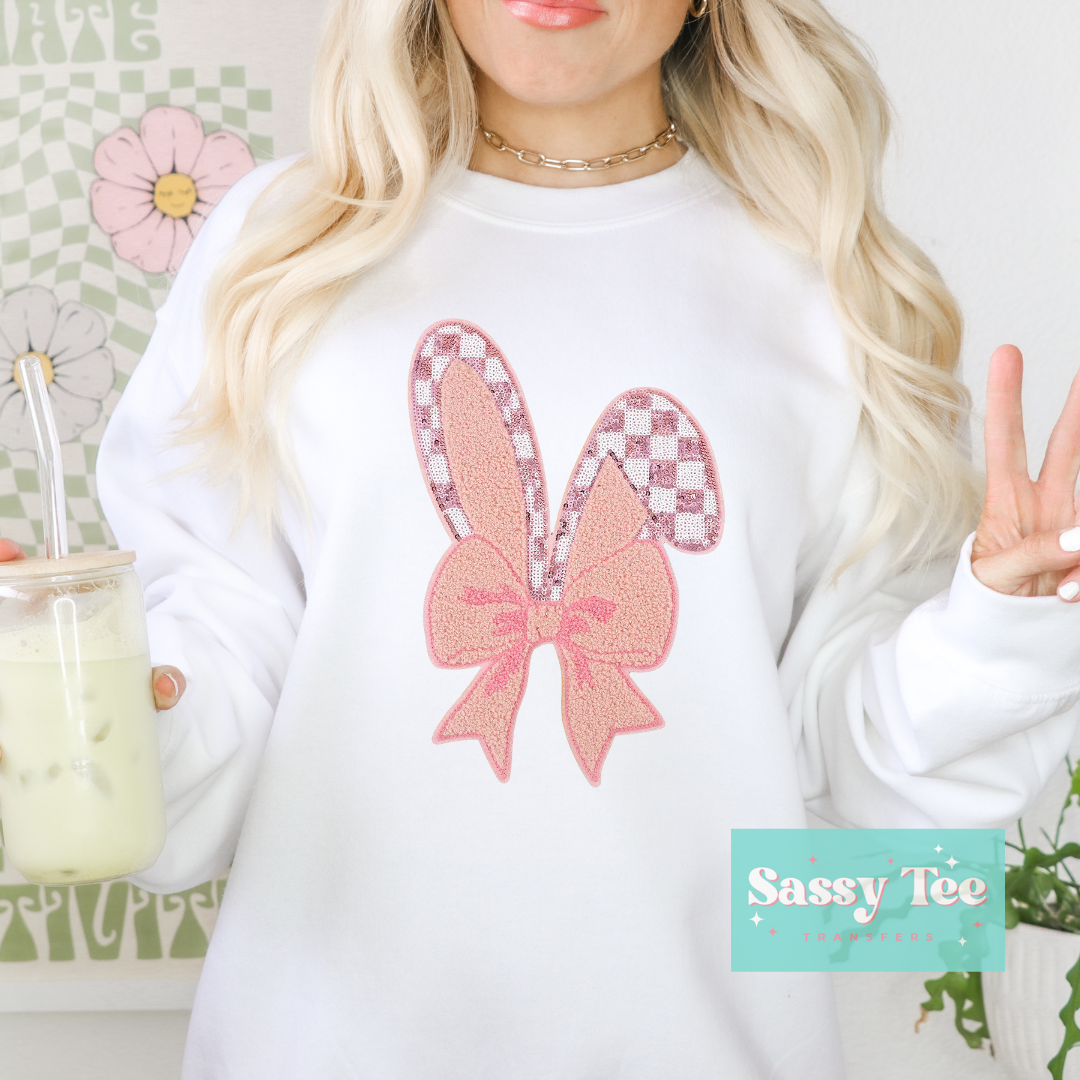 BUNNY RETRO PINK BOW PATCH