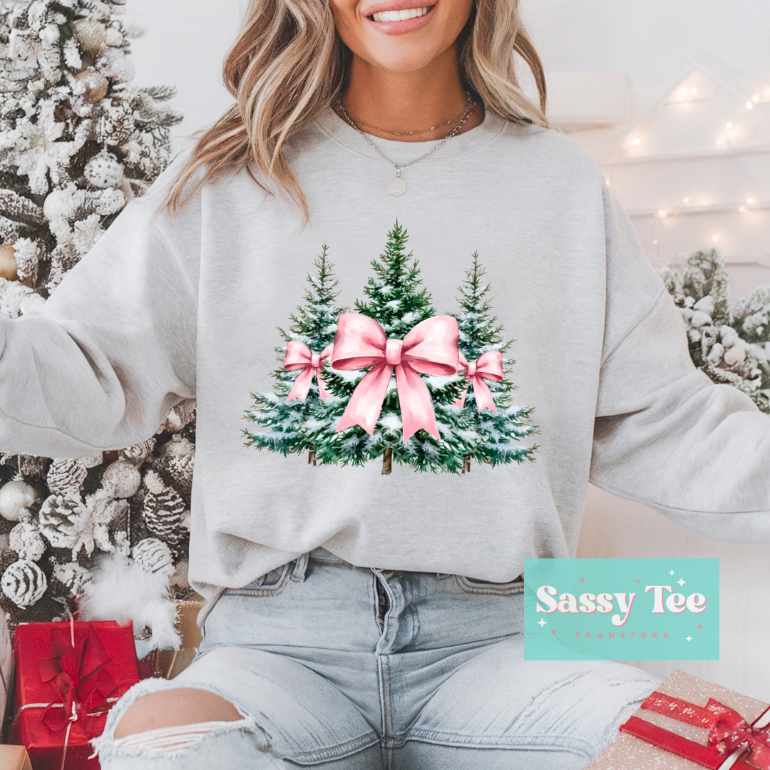 CHRISTMAS TREES PINK BOWS **Preorder/Restock Ships in 5-10 biz days**