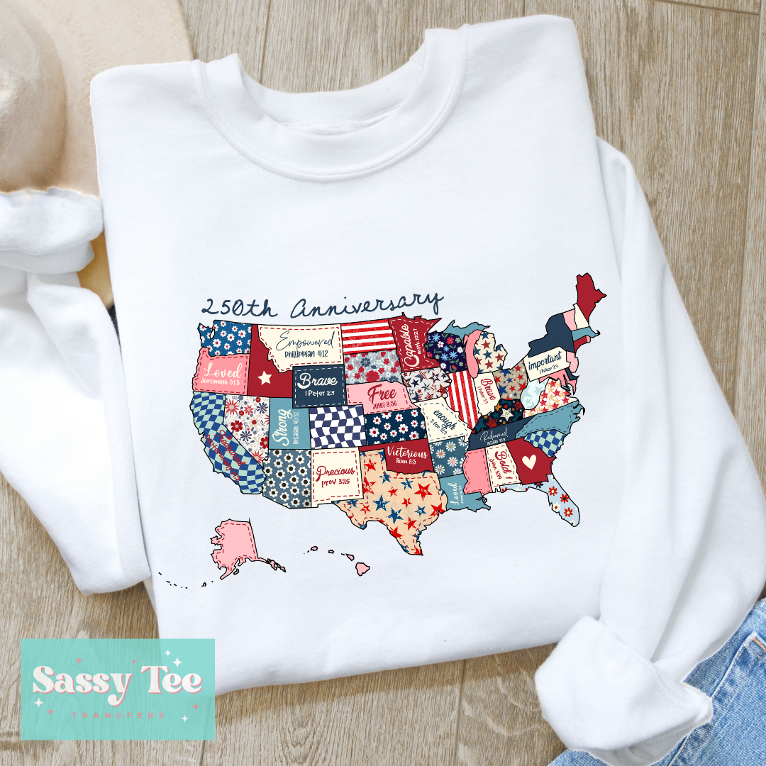 USA MAP PATCHWORK 250TH **Preorder/Restock Ships in 5-10 biz days**