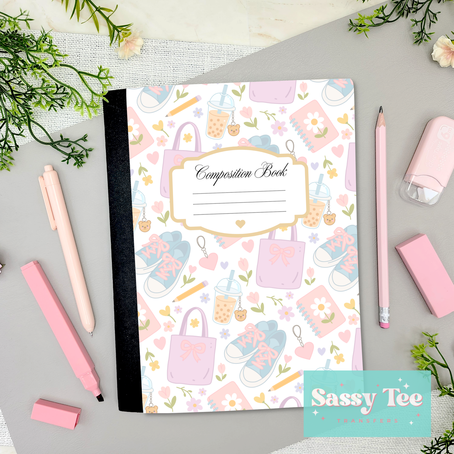 PREPPY SCHOOL SNEAKERS COFFEE Peel + Stick Notebook Cover SET