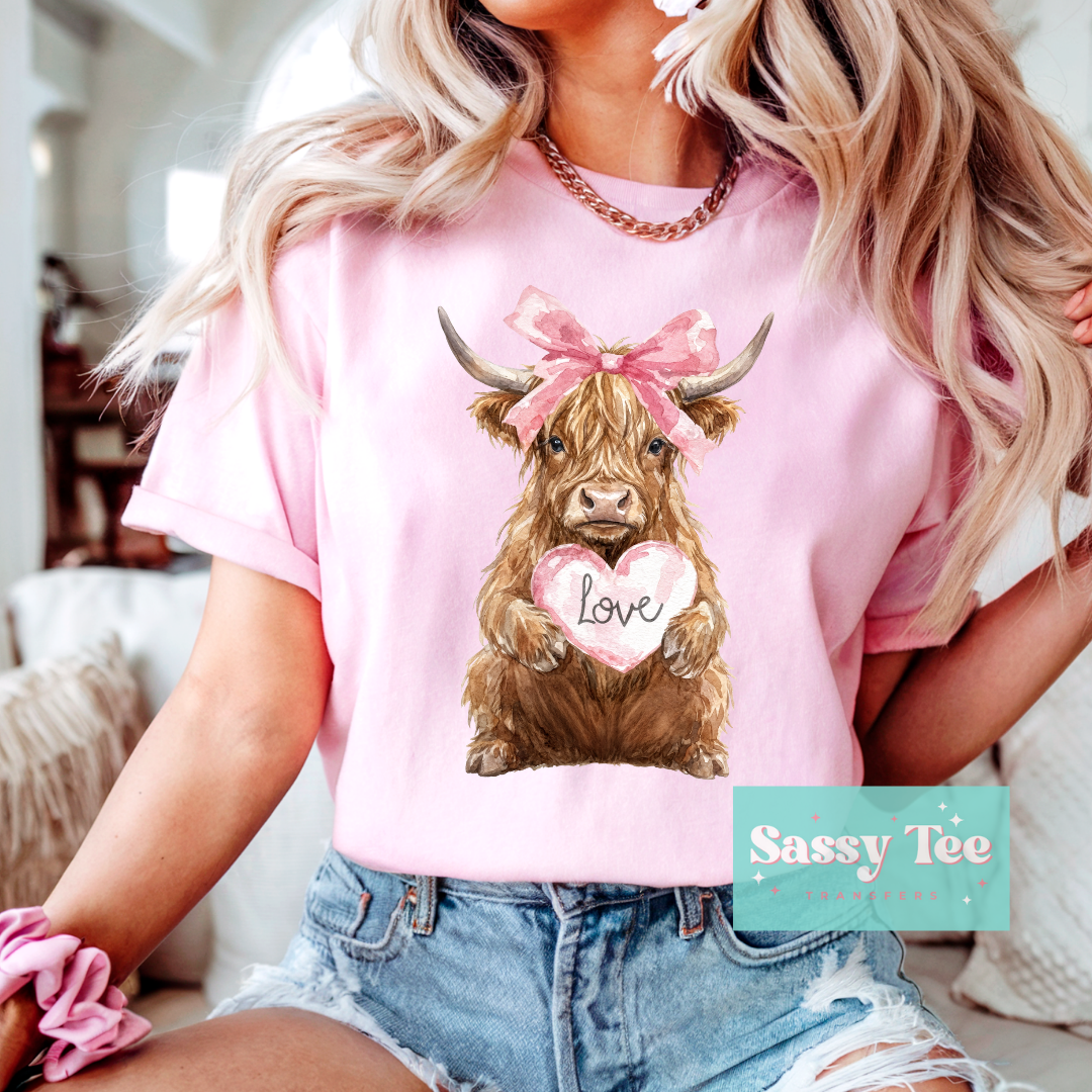 HIGHLAND COW LOVE HEART VINTAGE **Preorder/Restock Ships in 5-10 biz days**