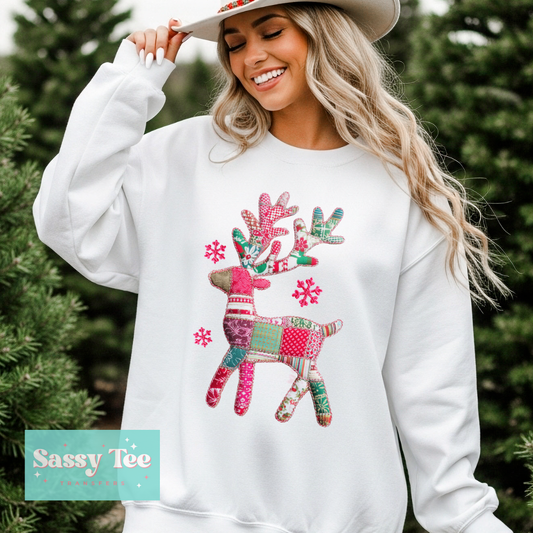 REINDEER PINK MINT FAUX PATCHWORK **Preorder/Restock Ships in 5-10 biz days**