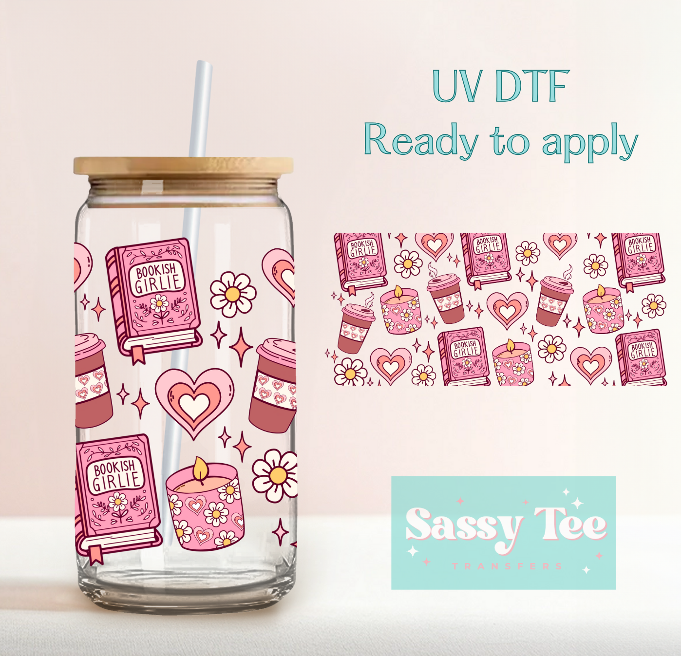 BOOKISH GIRLIE COFFEE UV DTF CUP WRAP *Preorder, Ships in 5-9 biz days*
