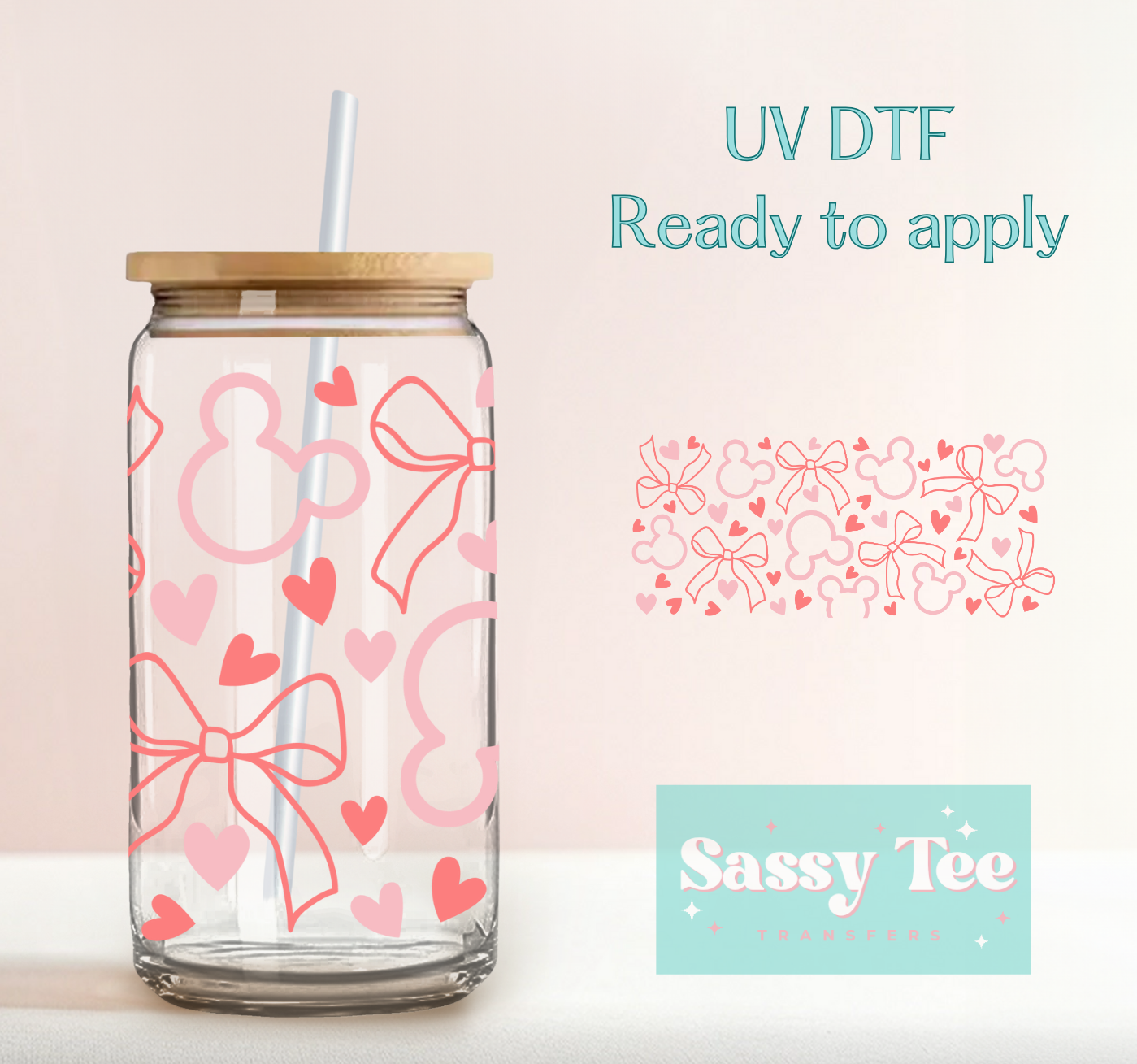 MOUSE COQUETTE BOWS UV DTF CUP WRAP