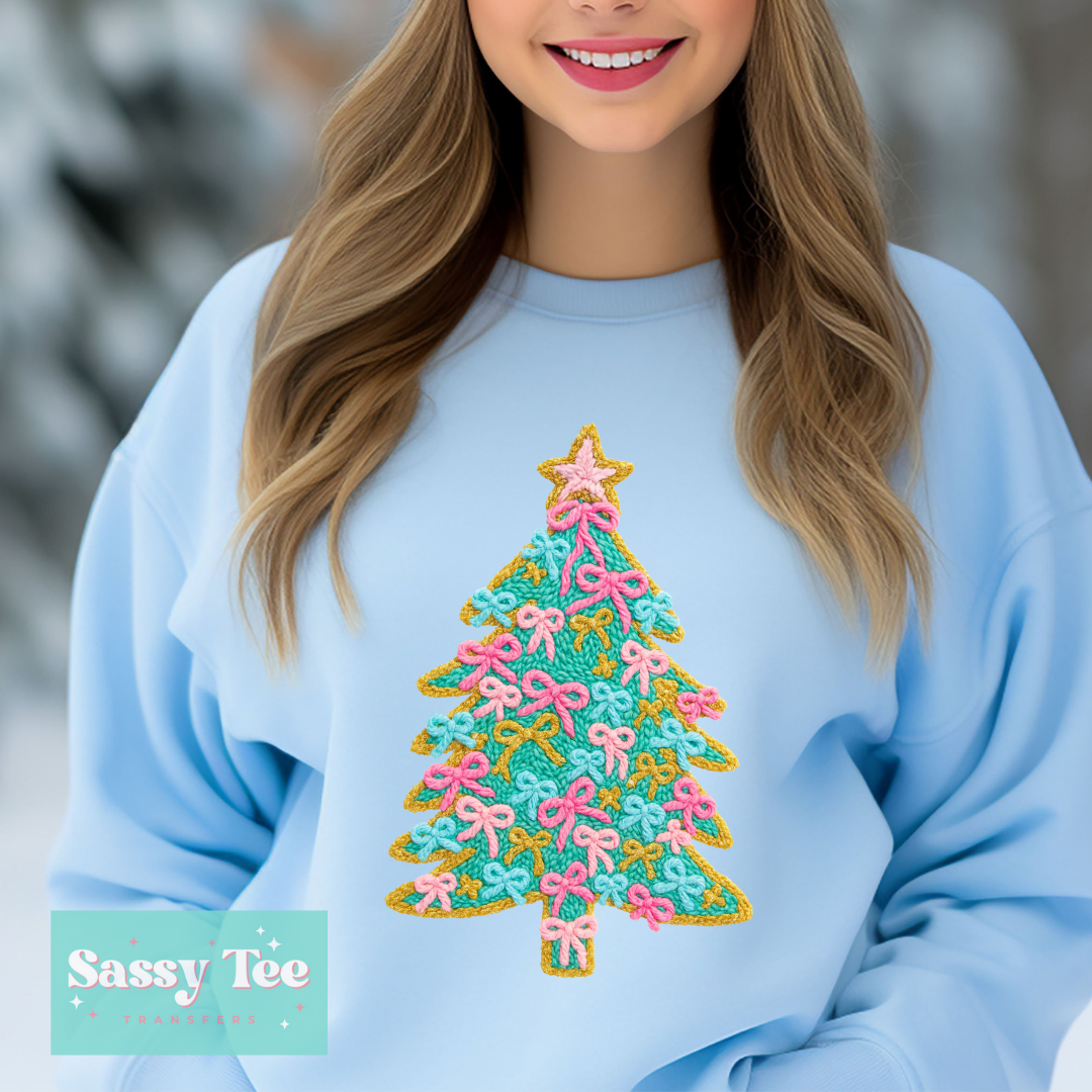 CHRISTMAS TREE FAUX YARN PINK MINT **Preorder/Restock Ships in 5-10 biz days**