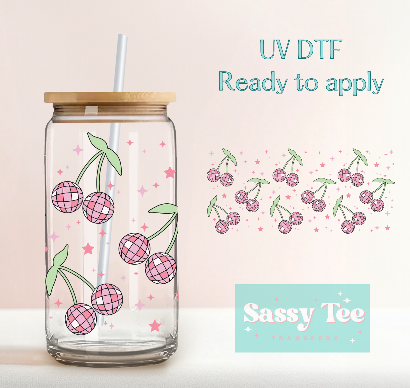 DISCO CHERRY UV DTF CUP WRAP