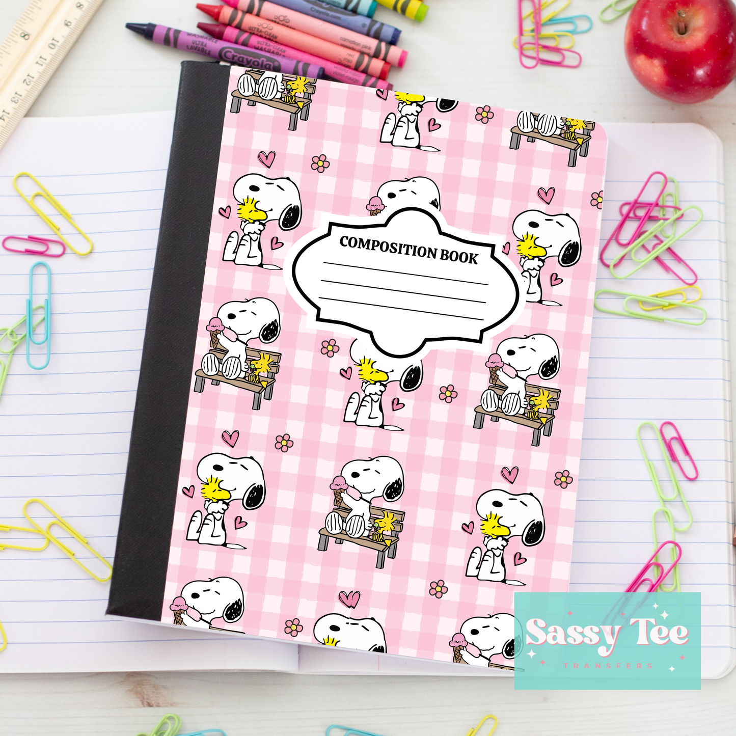 SNOOP FRIEND DOG PINK PLAID Peel + Stick Notebook Cover SET