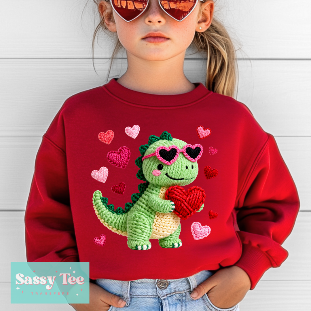 DINO VALENTINE FAUX YARN Kids **Preorder/Restock Ships in Est. 5-10 biz days**