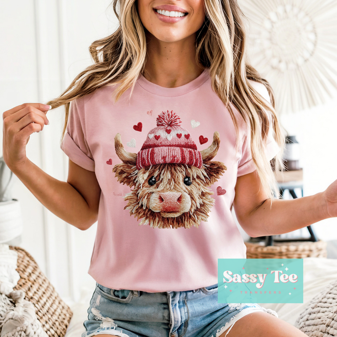 HIGHLAND COW VALENTINE FAUX YARN **Preorder/Restock Ships in 5-10 biz days**