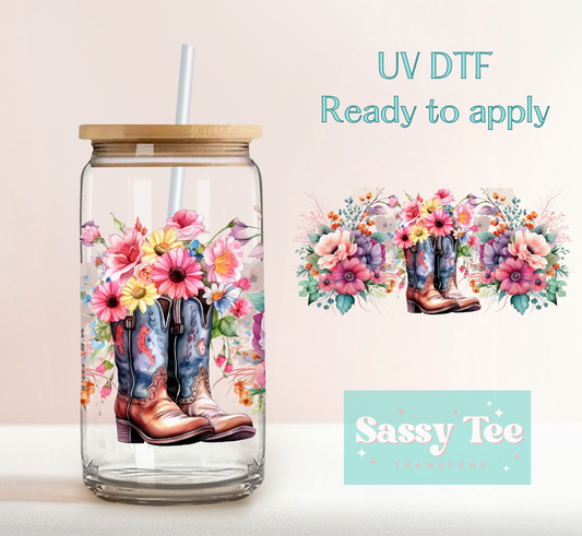 WESTERN FLORAL BOOTS UV DTF CUP WRAP
