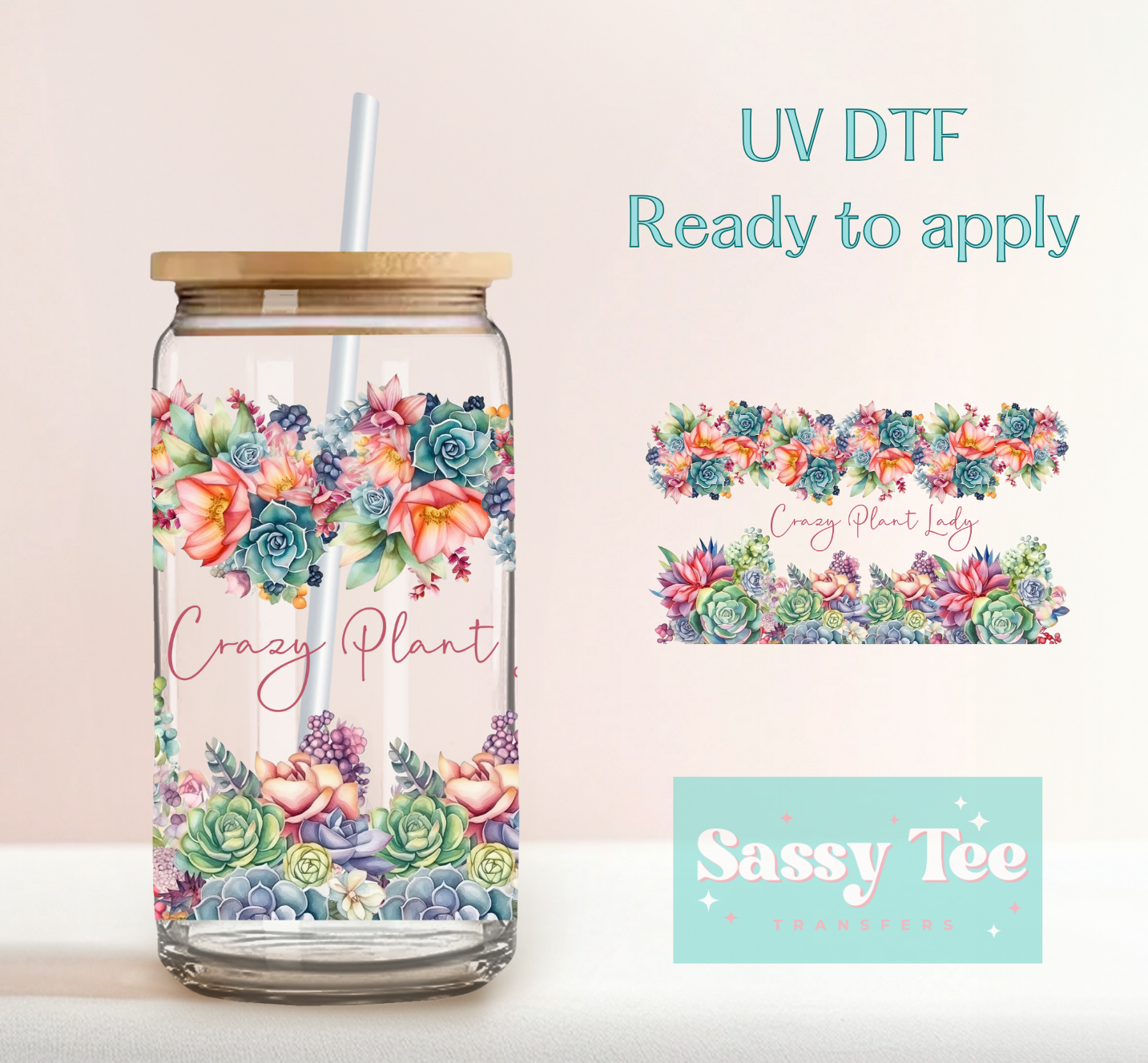 CRAZY PLANT LADY UV DTF CUP WRAP **Preorder, Ships in 5-10 biz days**
