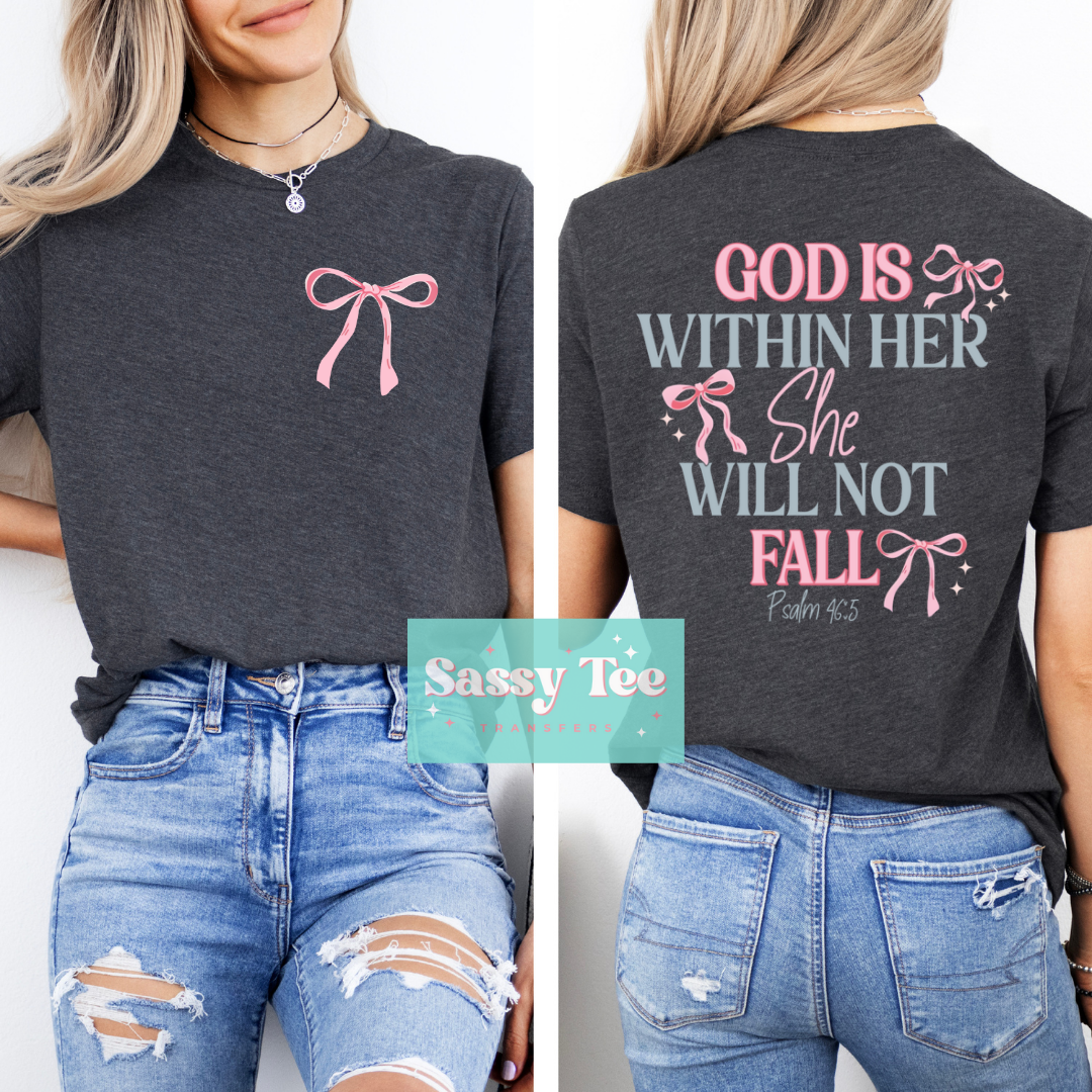 GOD IS WITHIN HER SHE WILL NOT FALL BOW Front + Back Set **Preorder/Restock Ships in 5-10 biz days**