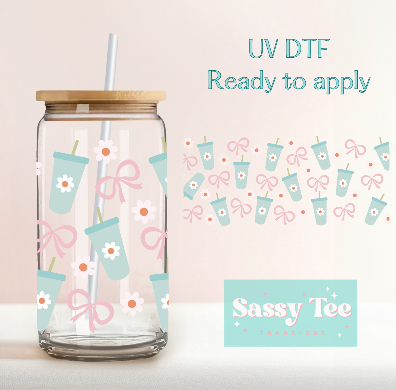 TUMBLER COQUETTE BOW UV DTF CUP WRAP