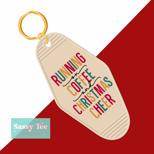 RUNNING ON COFFEE AND CHRISTMAS CHEER - UV DTF Keychain