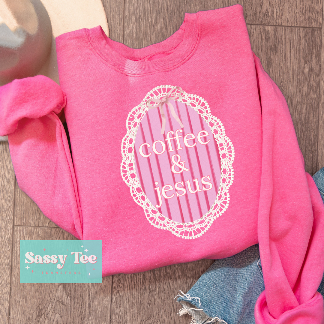 COFFEE AND JESUS PINK LACE FRAME **Preorder/Restock Ships in 5-10 biz days**