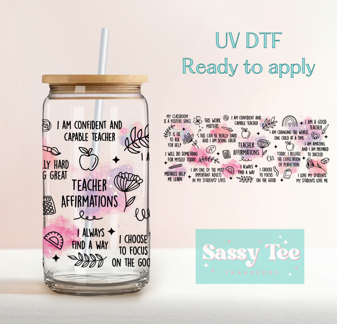 TEACHER AFFIRMATIONS UV DTF CUP WRAP