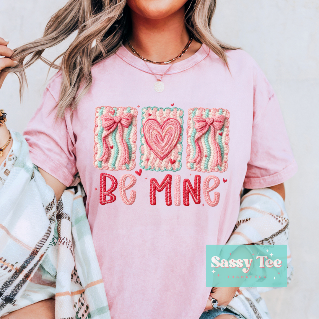 BE MINE PINK MINT BOW FAUX YARN **Preorder/Restock Ships in 5-10 biz days**