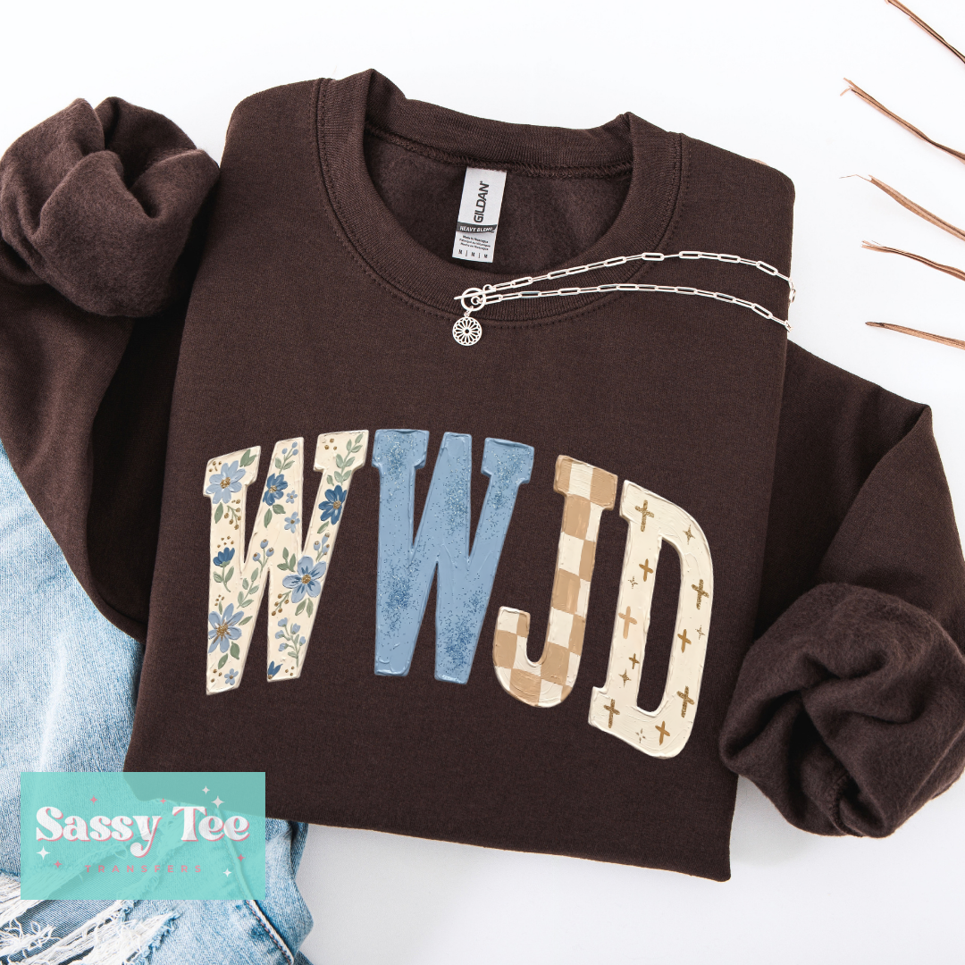 FAITH WWJD BLUE TAN TEXTURE PAINT **Preorder/Restock Ships in 5-10 biz days**