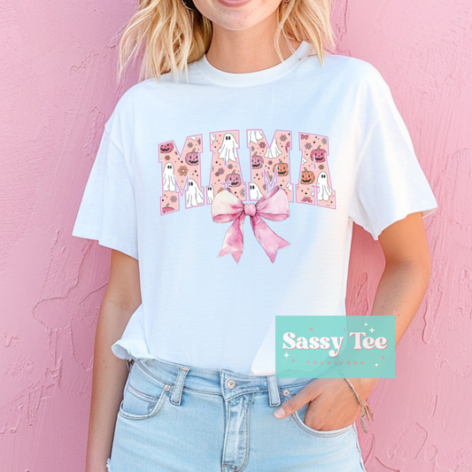 PINK HALLOWEEN GHOSTS BOW MAMA Adult