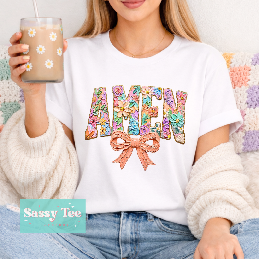 AMEN FLORAL BOW FAUX TEXTURE PAINT