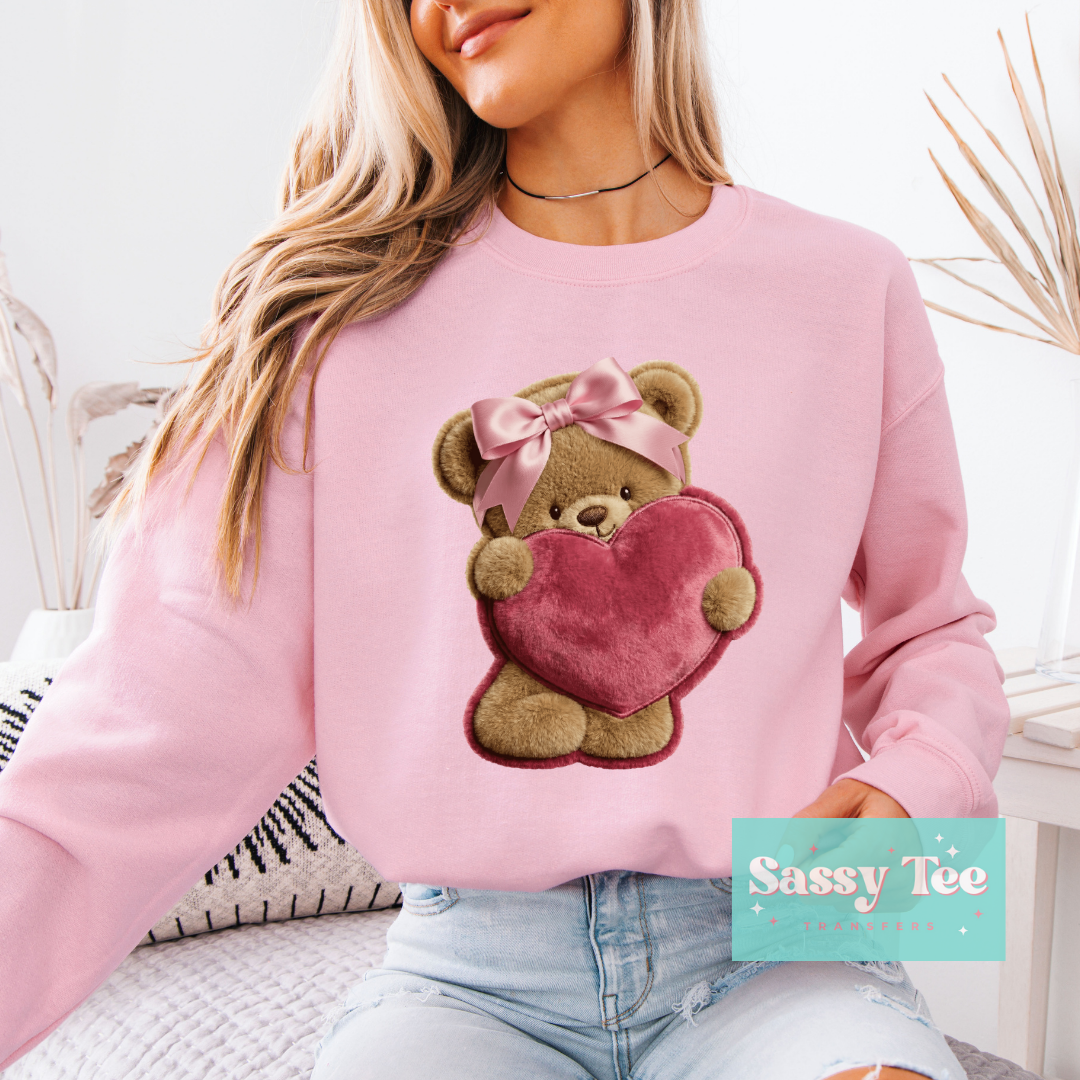 TEDDY HEART BOW FAUX VALENTINE **Preorder/Restock Ships in 5-10 biz days**