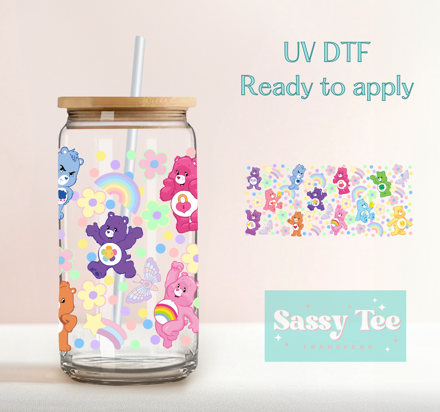 BEAR RAINBOWS UV DTF CUP WRAP