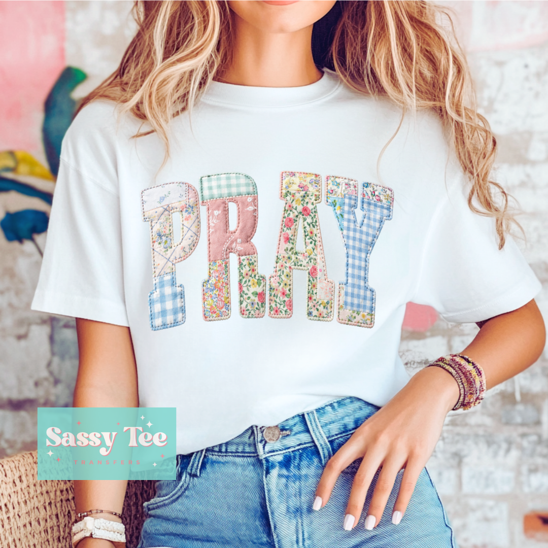 PRAY FAUX PATCHWORK FLORAL QUILT**Preorder/Restock Ships in 5-10 biz days**