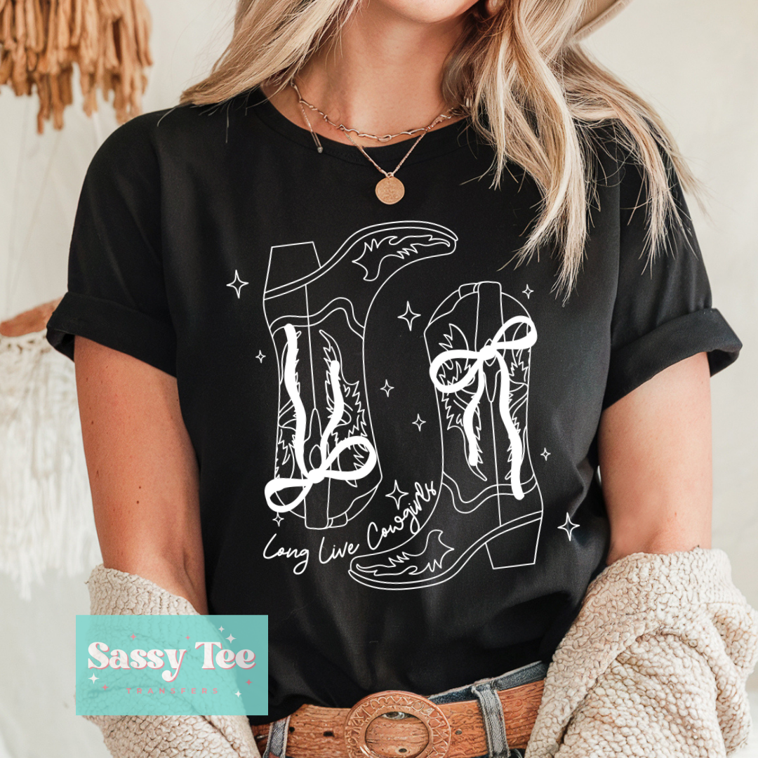 LONG LIVE COWGIRLS WHITE BOOTS BOWS **Preorder/Restock Ships in 5-10 biz days**