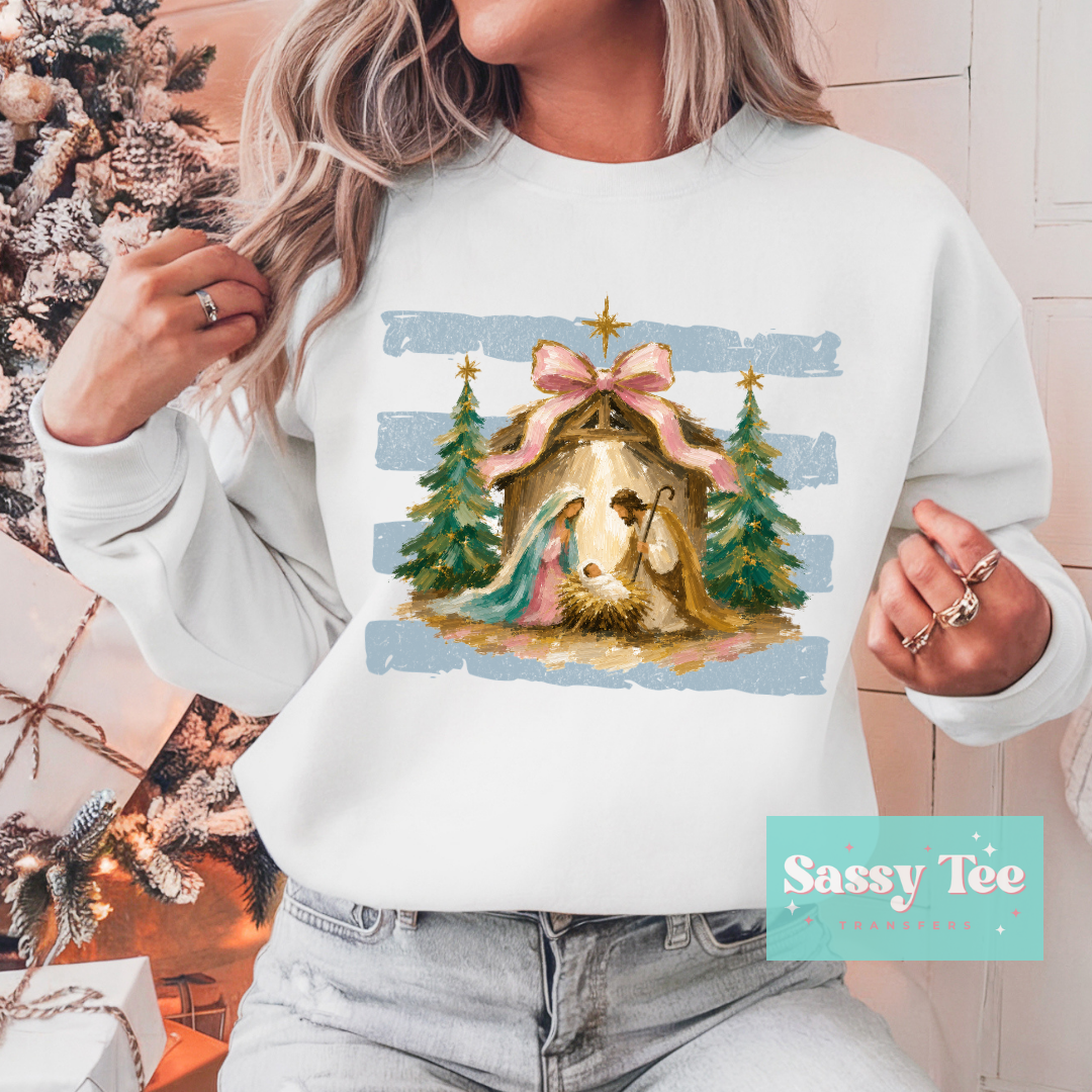 NATIVITY JESUS CHRISTMAS PREPPY STRIPE **Preorder/Restock Ships in 5-10 biz days**