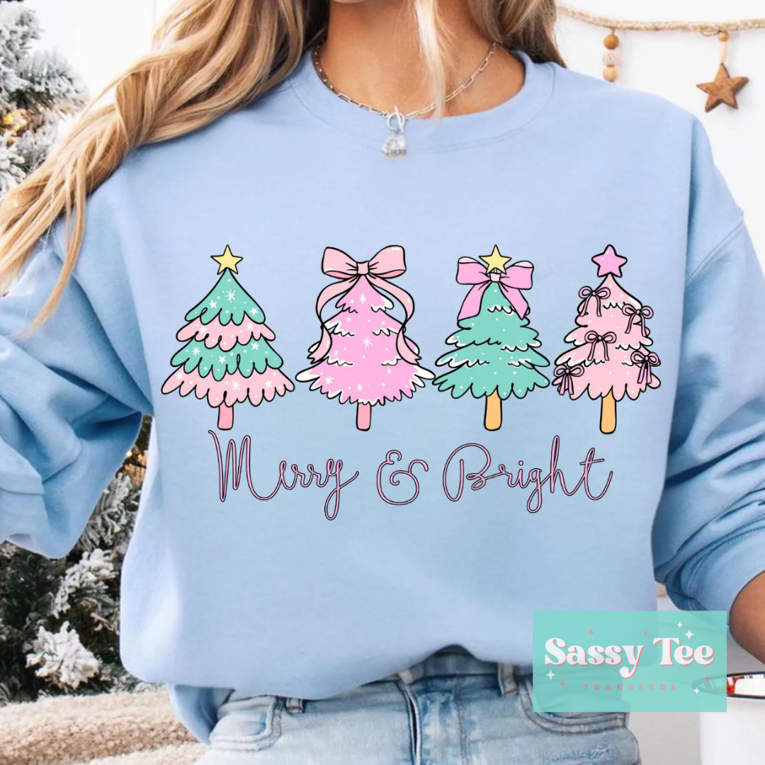 MERRY & BRIGHT PINK MINT CUTE CHRISTMAS TREES **Preorder/Restock Ships in Est. 5-10 biz days**