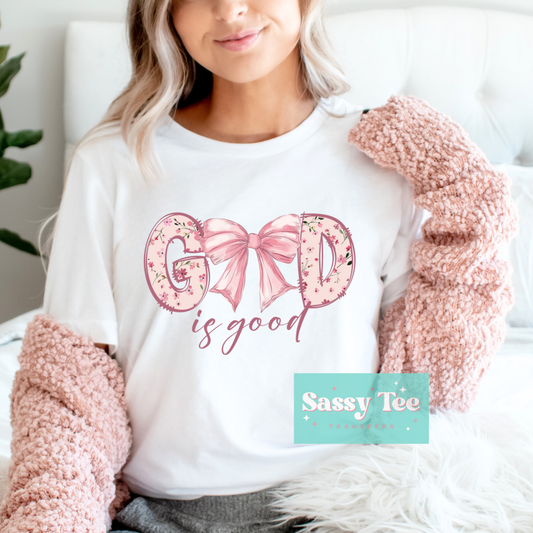 GOD IS GOOD PINK BOW COQUETTE **Restock Preorder Ships in 5-10 biz days**