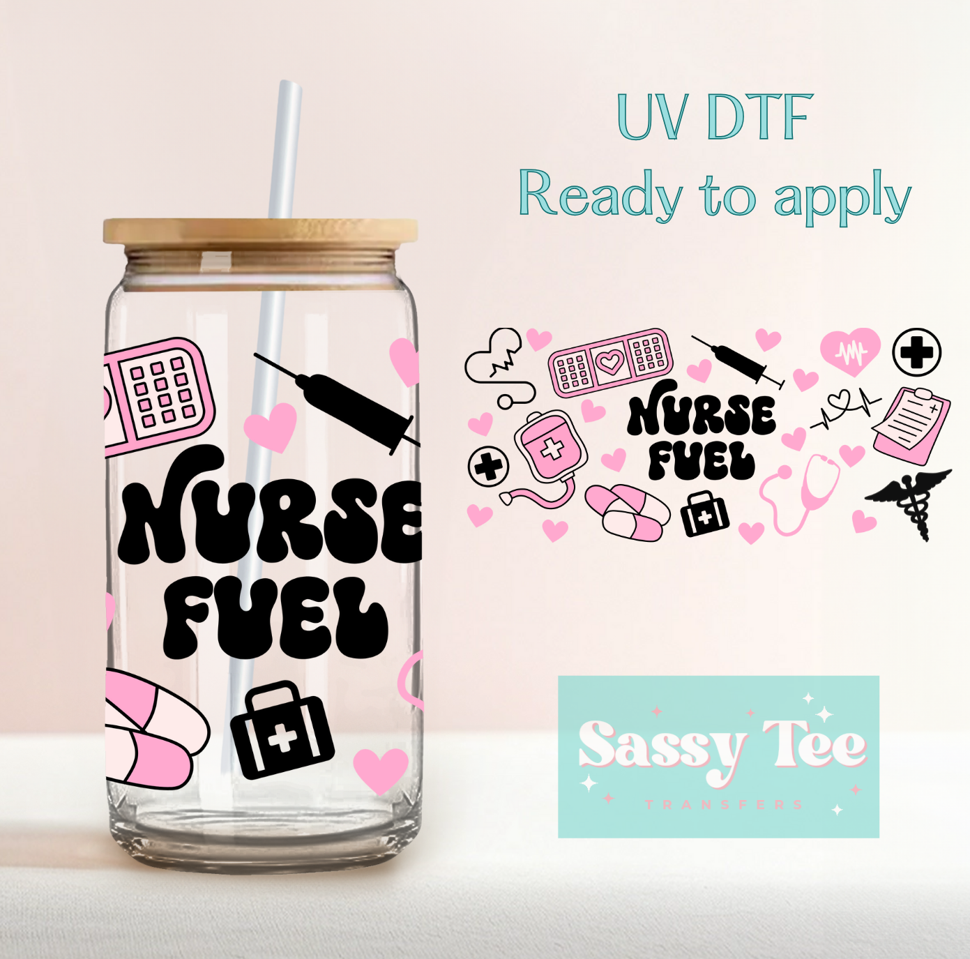 NURSE FUEL UV DTF CUP WRAP