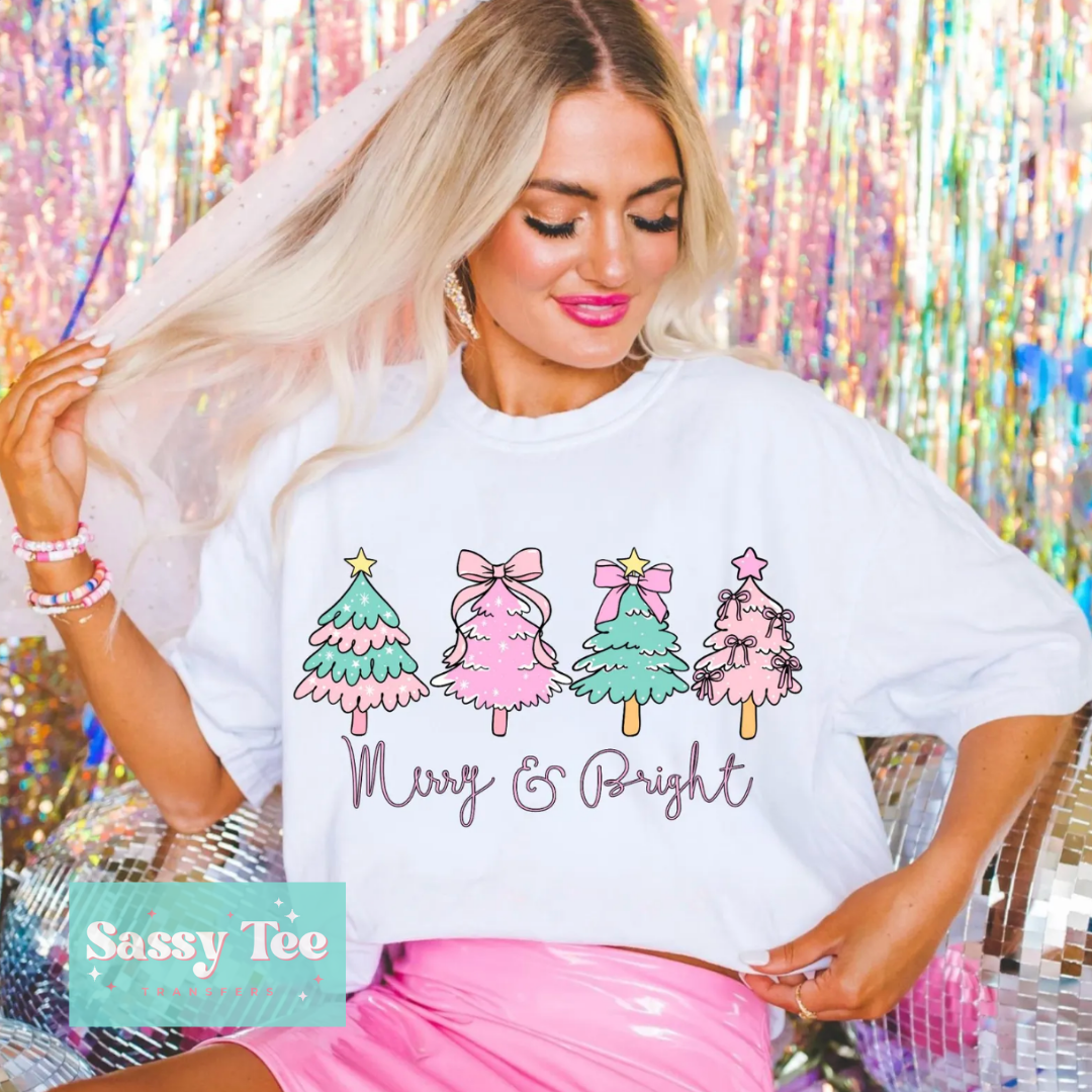 MERRY & BRIGHT PINK MINT CUTE CHRISTMAS TREES **Preorder/Restock Ships in Est. 5-10 biz days**