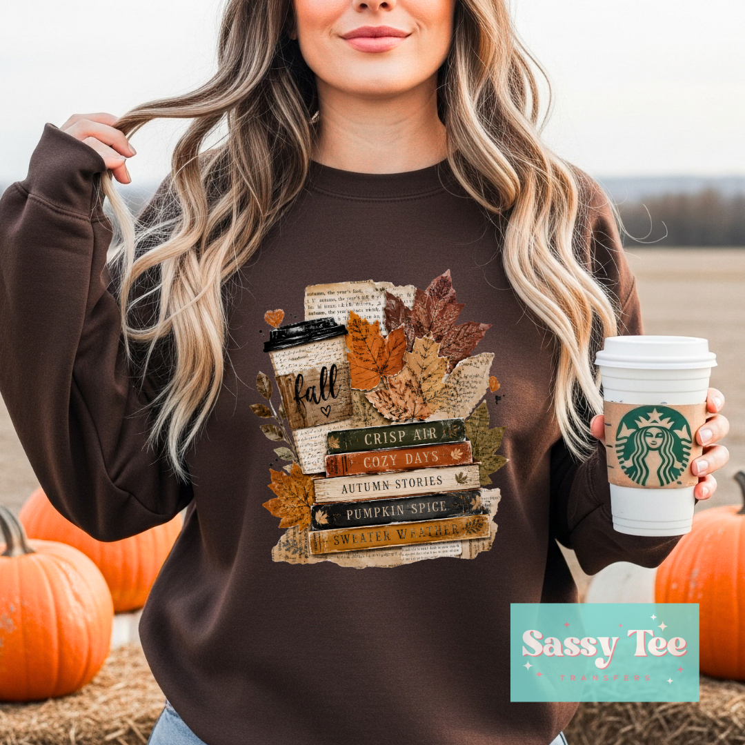 COZY FALL BOOKS COFFEE FAUX **Preorder/Restock Ships in 5-10 biz days**